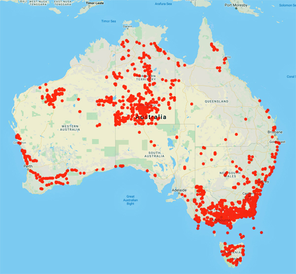 collecting locality map for 'Albrecht, D.E.'