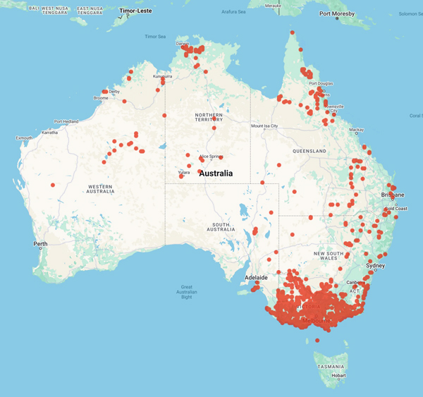 collecting locality map for 'Aston, H.I.'