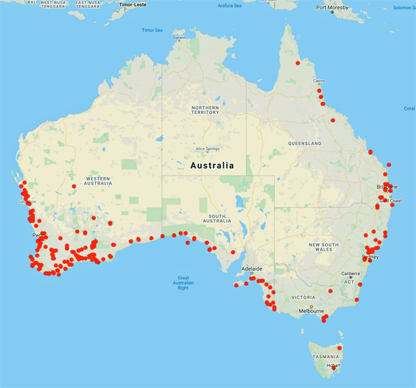 collecting locality map for 'Bedford, D.J.'