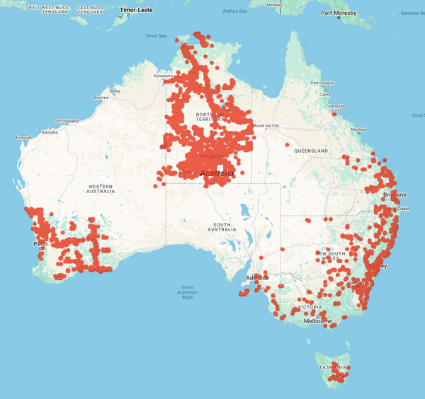 collecting locality map for 'Chippendale, G.M.'