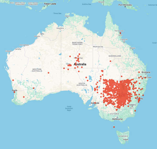 collecting locality map for 'Cunningham, G.'