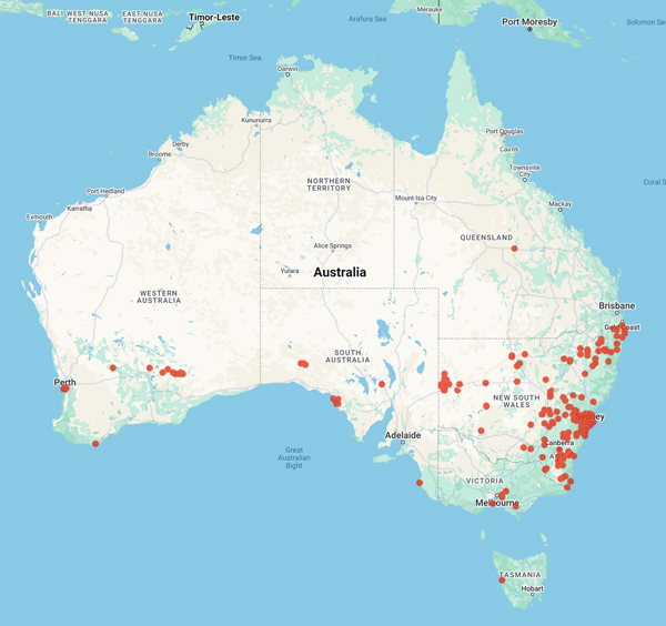 collecting locality map for 'Deane, H.'