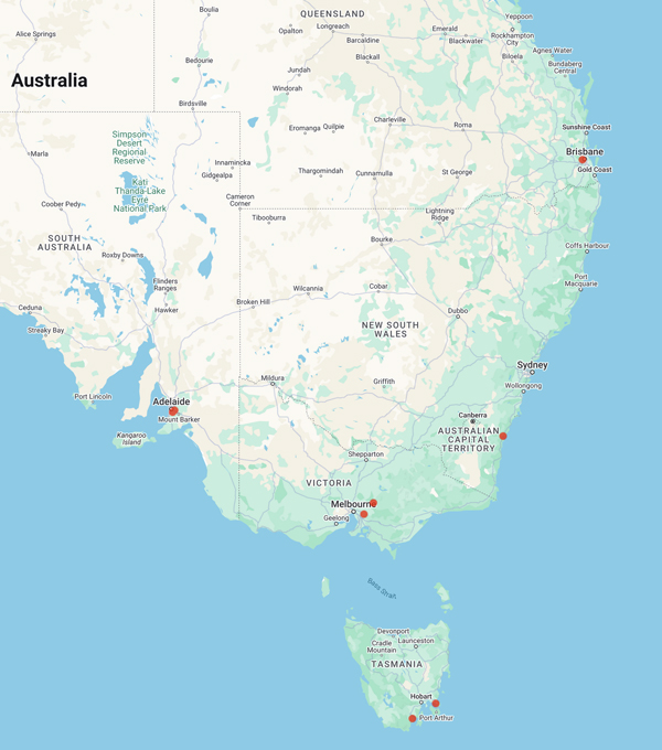 collecting locality map for 'Hansford, C.G.'