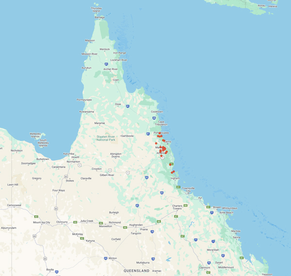 collecting locality map for 'Hanson, A.G.'
