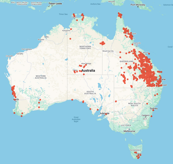 collecting locality map for 'Johnson, R.W.'