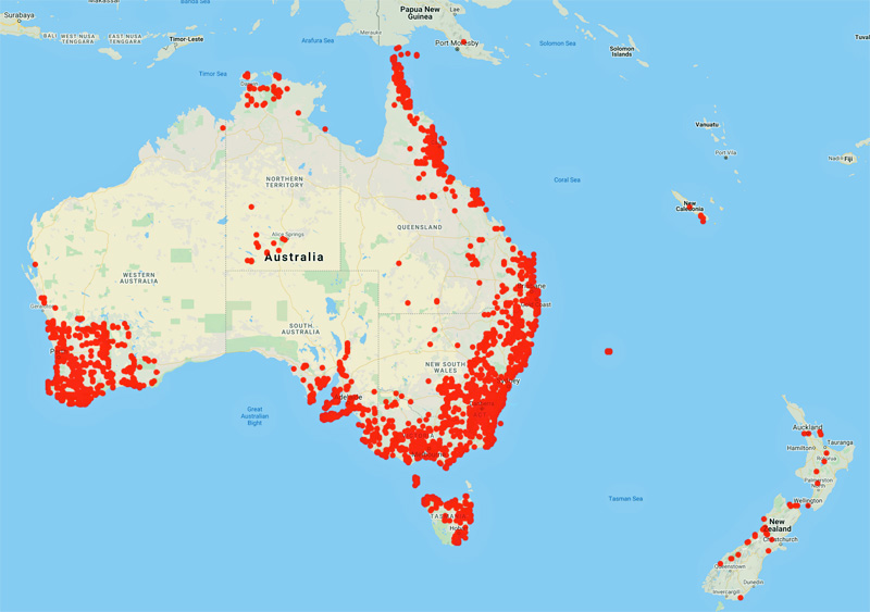 collecting locality map for 'Jones, D.L.'