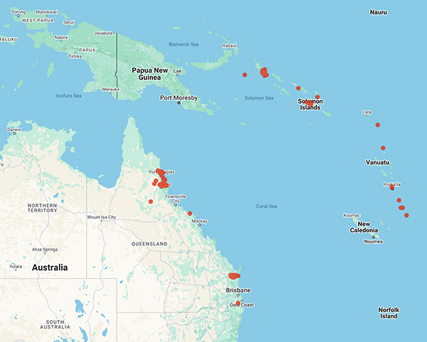 collecting locality map for 'Kajewski, S.F.'