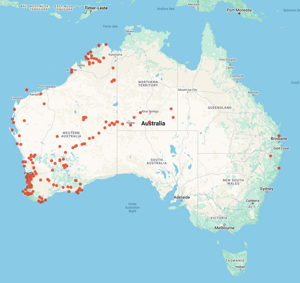 collecting locality map for 'Knight, K.J.'
