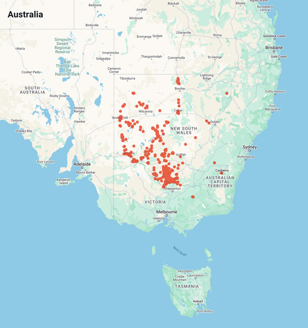 collecting locality map for 'Leigh, J.H.'