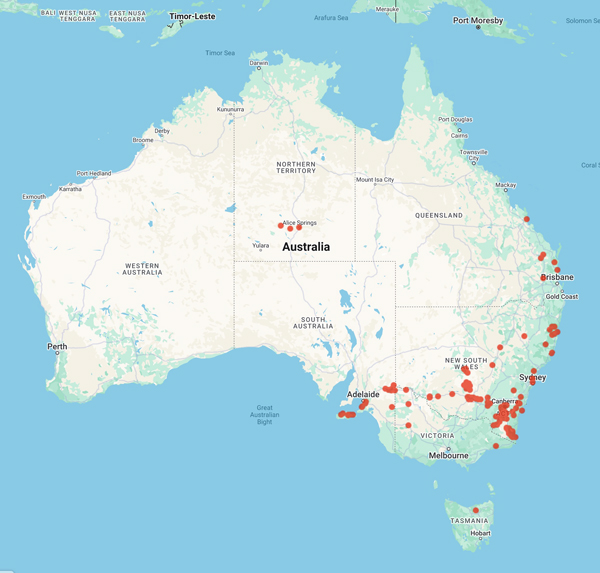 collecting locality map for 'Nightingale, M.E. + Sutton, M.E.'