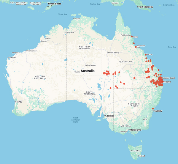 collecting locality map for 'Olsen, M.F.'