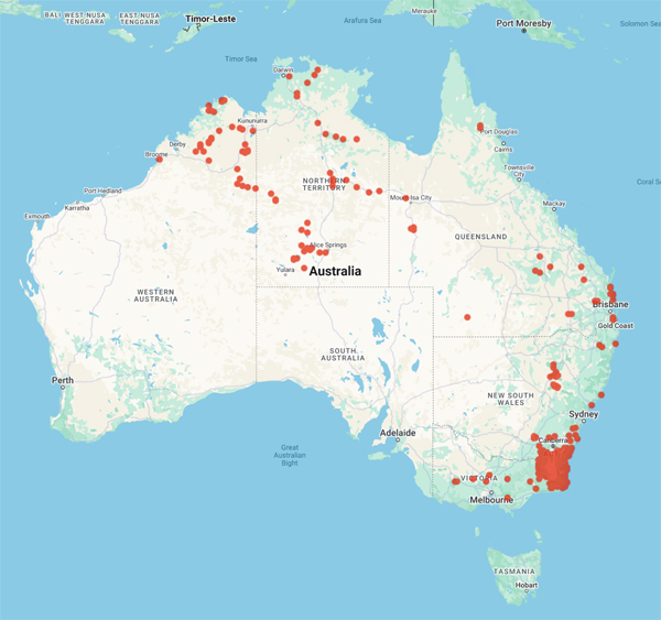 collecting locality map for 'Parris, M.'