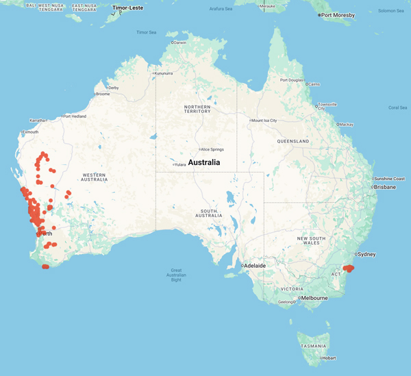 collecting locality map for 'Patrick, S.J.'