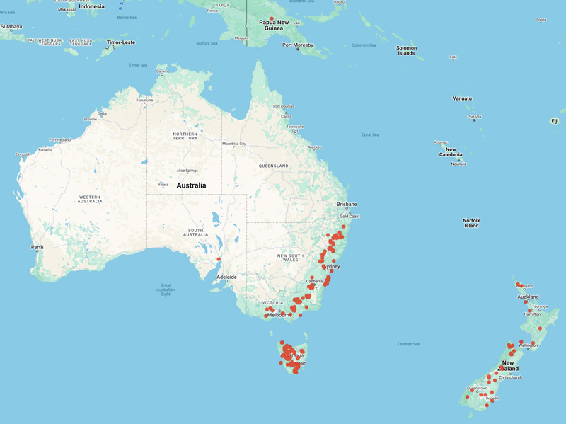 collecting locality map for 'Raven, P.H.'
