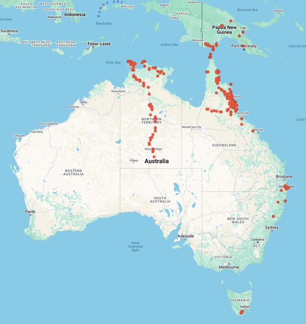 collecting locality map for 'Stocker, G.C.'