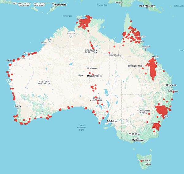 collecting locality map for 'Story, R.'