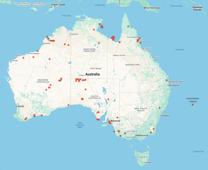 collecting locality map for 'Tindale, N.B.'