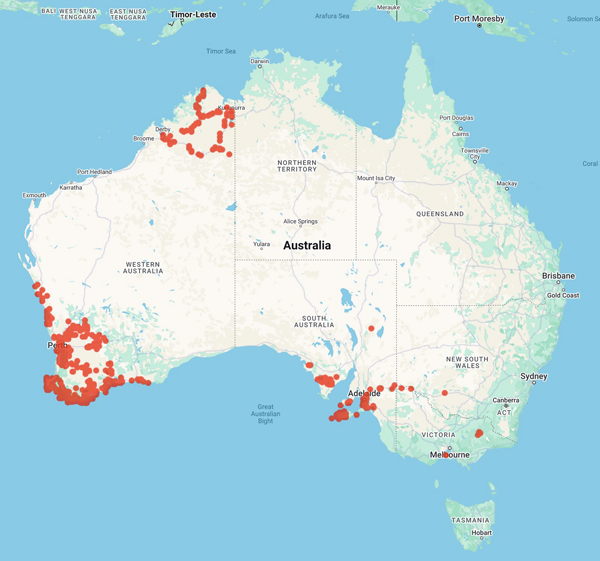 collecting locality map for 'Wheeler, J.R.'