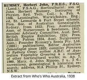 Rumsey,
    Herbert John - Who's Who 1932 